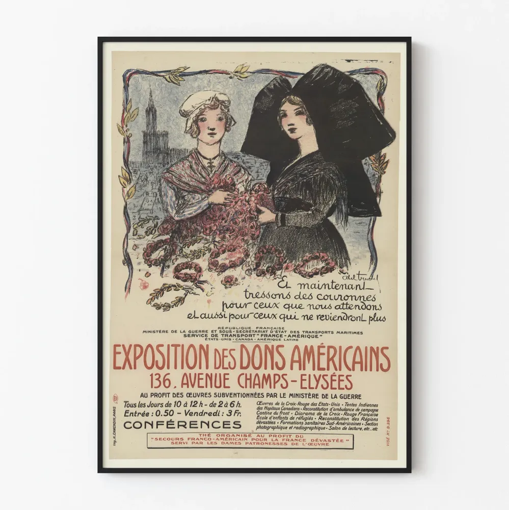 Vintagejuliste Amerikan lahjoittajien näyttelystä - historiallinen seinäkoriste