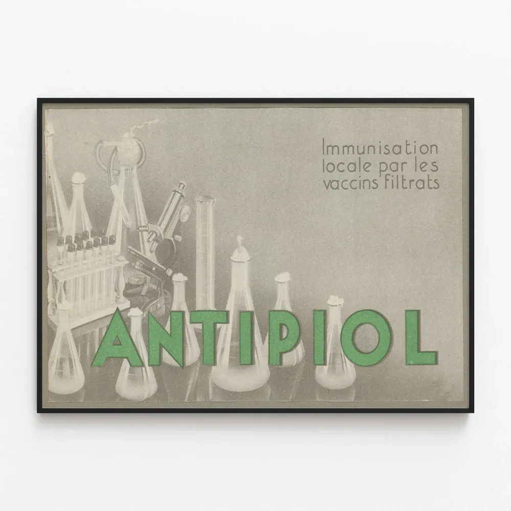 Vintagejuliste Antipiol - Paikallinen immunisaatio suodattamalla rokotteilla