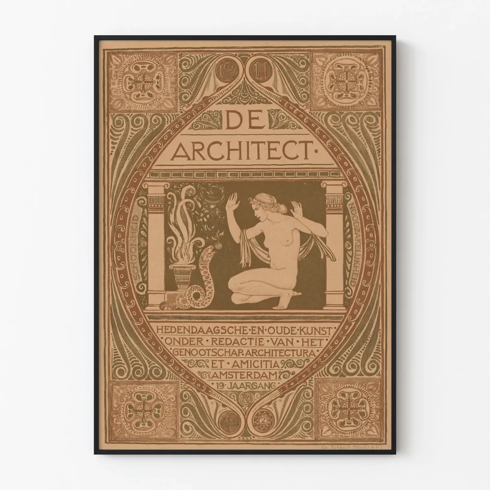 Vintagejuliste 'De Architect' - Art nouveau - Taiteellinen seinäkoristelu 1911