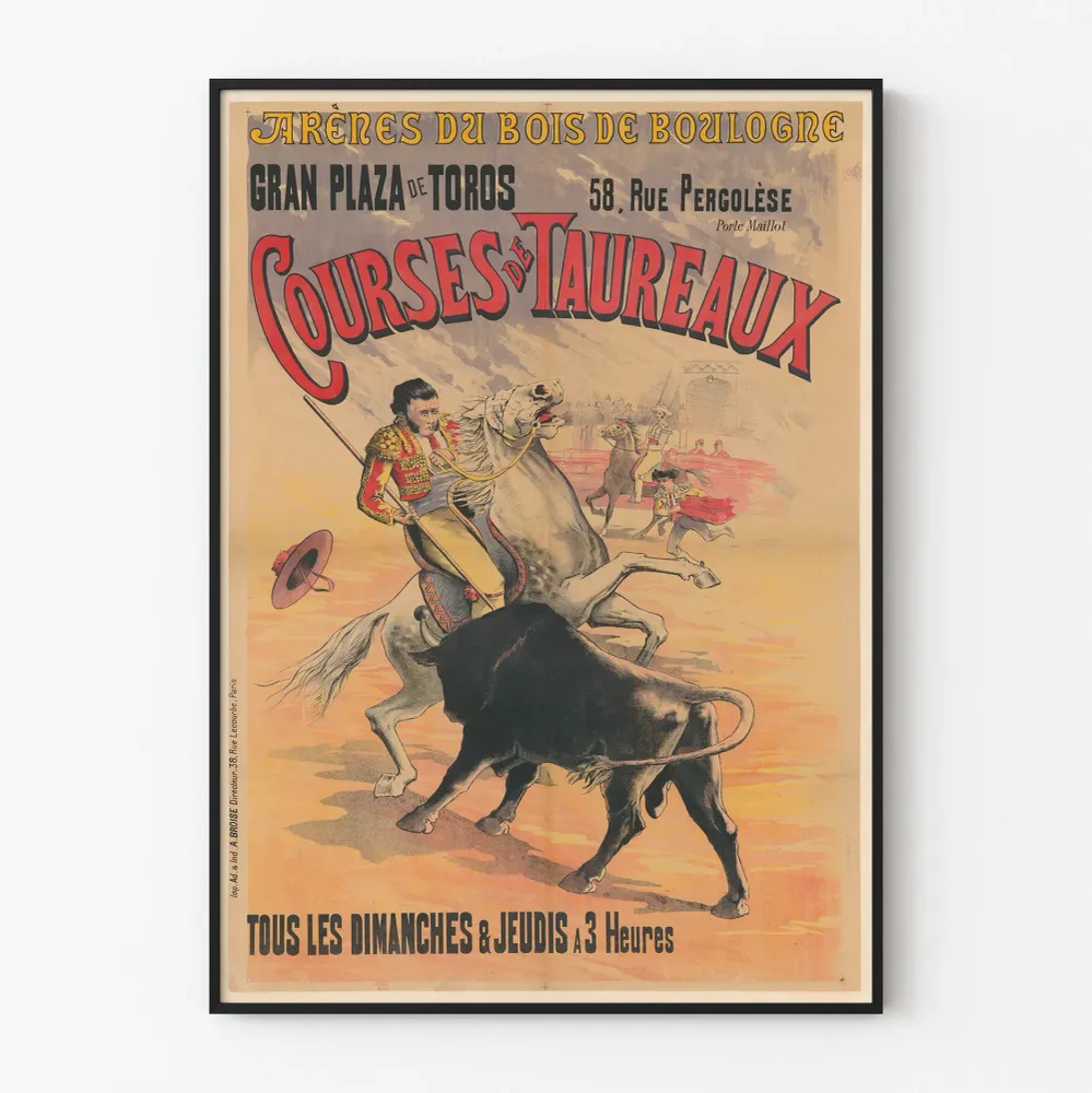Vintagejuliste Arènes du Bois de Boulogne - Härkätaistelukilpailut