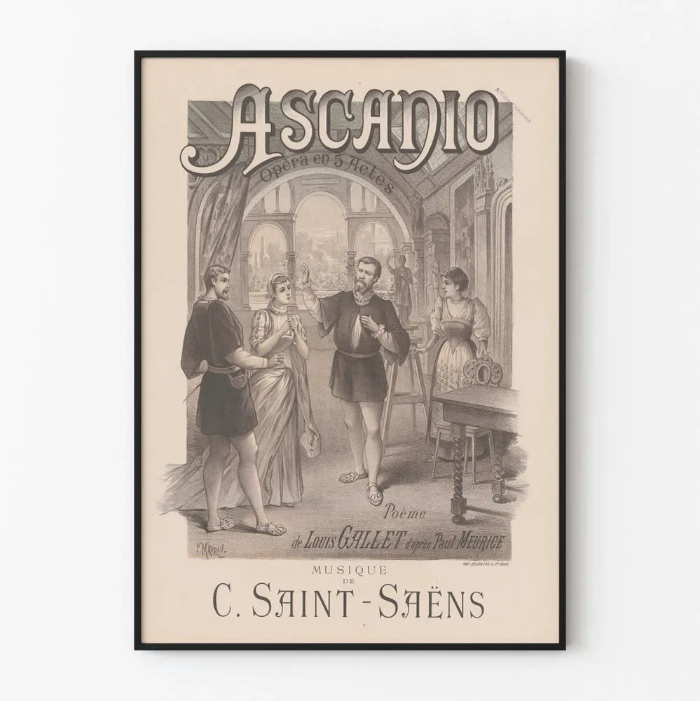 Vintagejuliste Ascanio, C. Saint-Saënsin 5 näytöksen ooppera