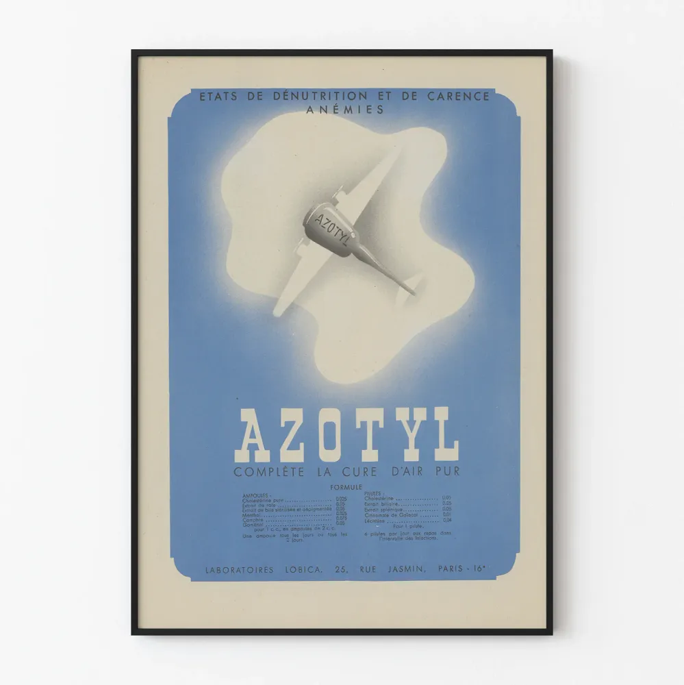 Vintagejuliste Azotyl - Retro lääketieteellinen seinäkoristelu