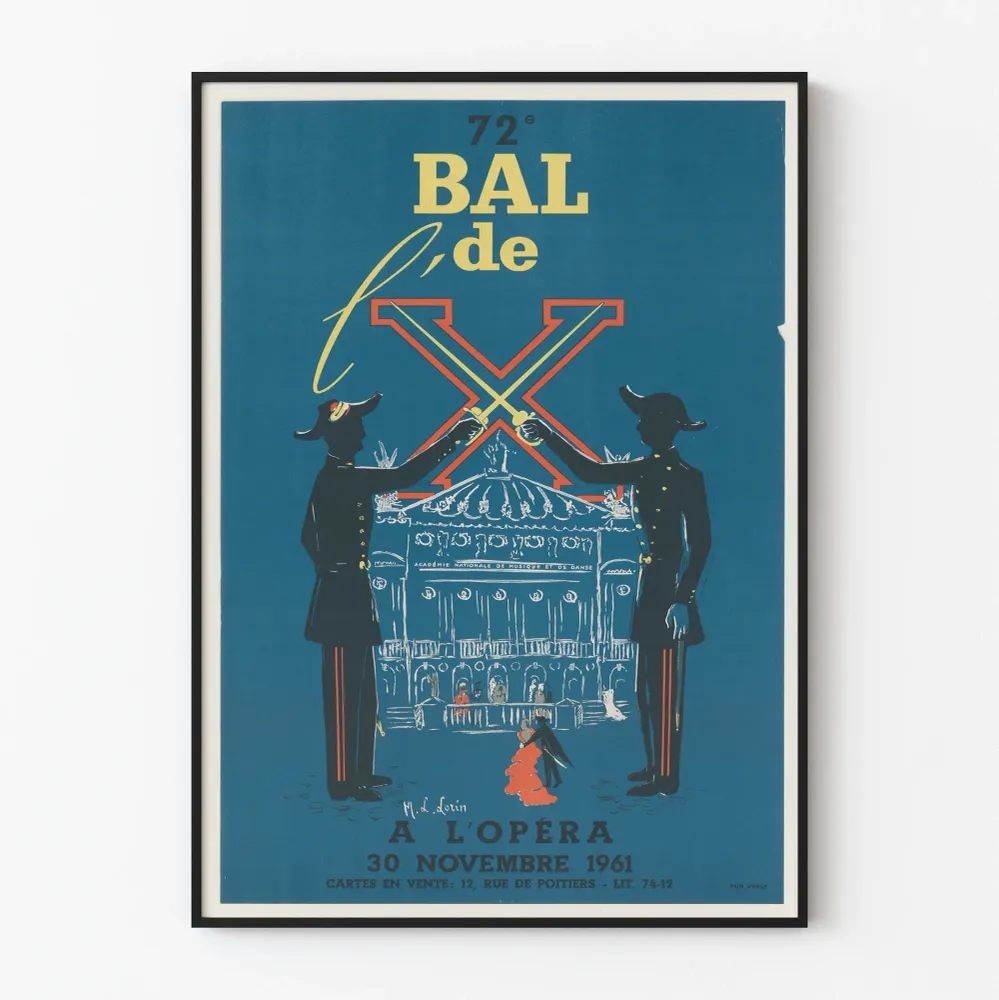 Vintagejuliste 72. Bal de l'X oopperassa 1961
