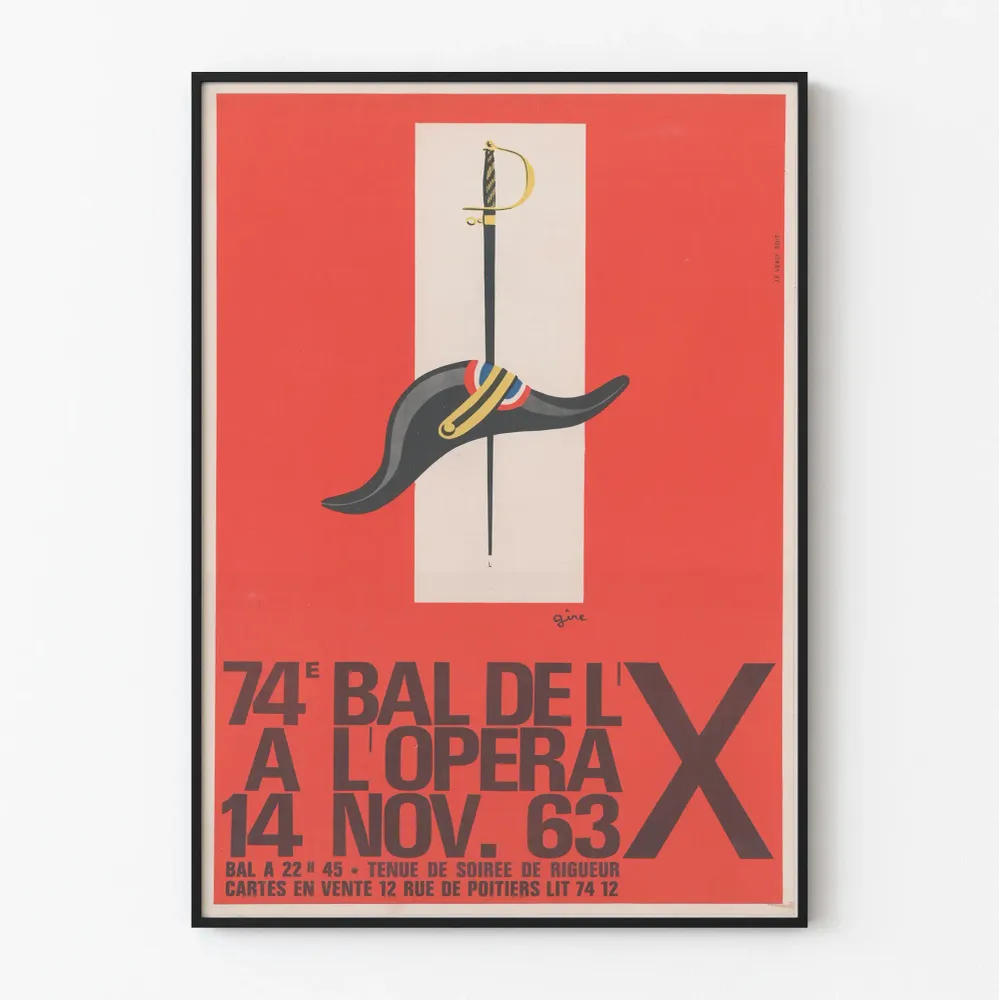 Vintagejuliste 74. Bal de l'X oopperassa 1963