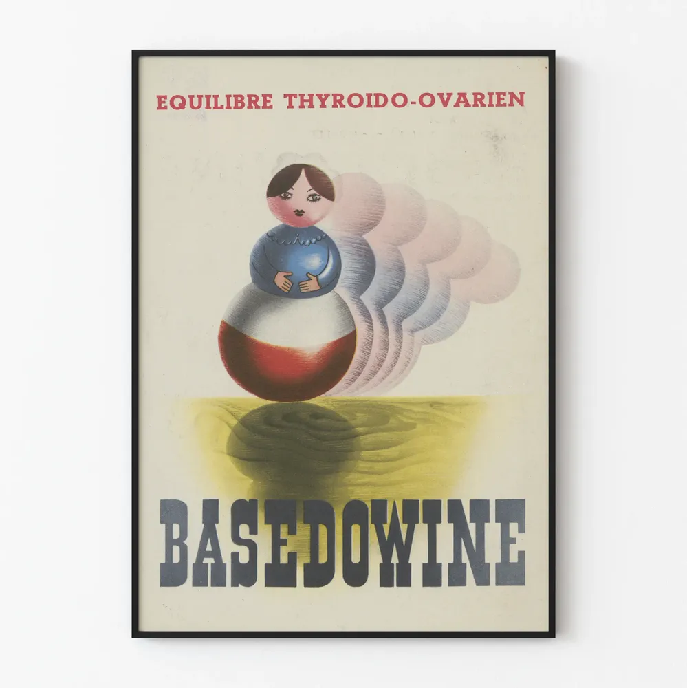 Vintagejuliste Basedowine kilpirauhasen- ja munasarjatasapainosta