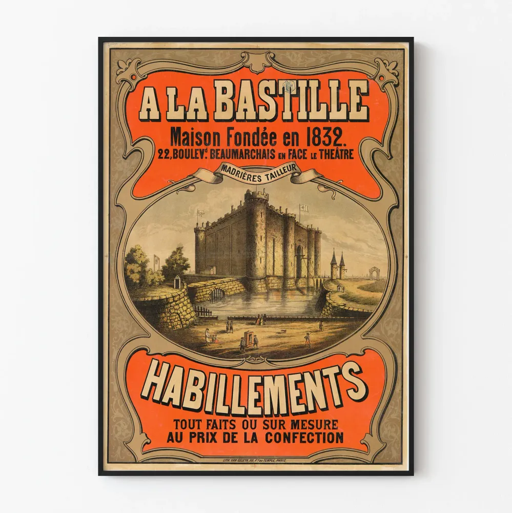 Vintagejuliste La Bastille - Retro Pariisilainen Seinäsisustus
