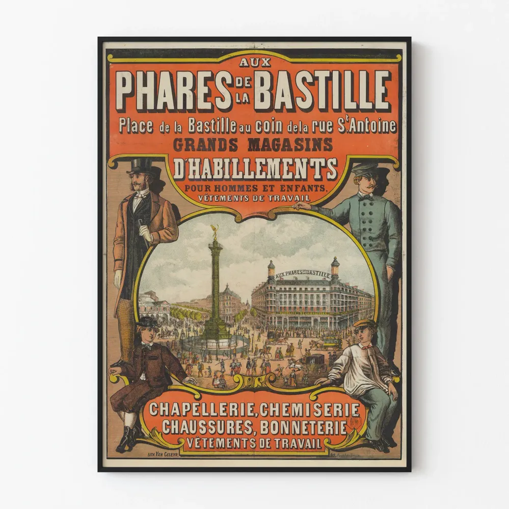 Vintagejuliste Bastillen majakoista - Pariisin seinäkoriste