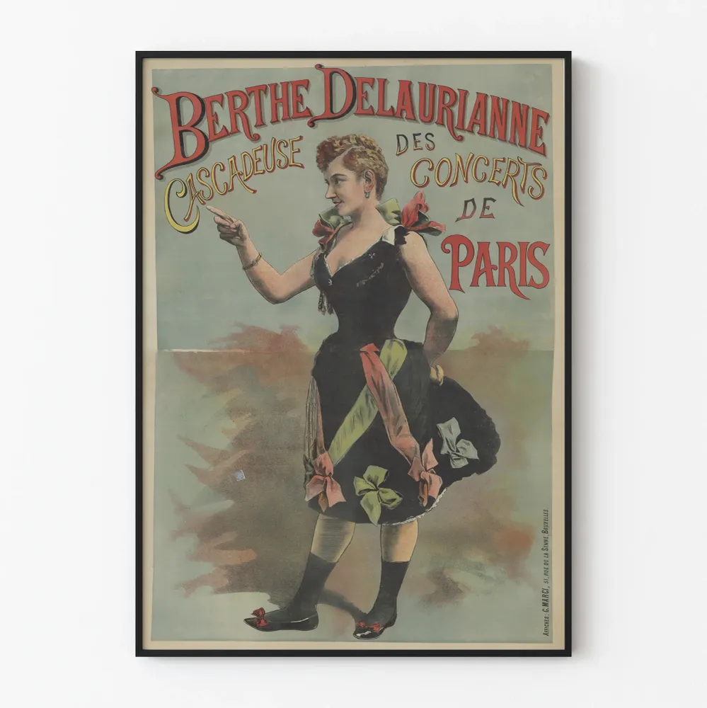 Vintagejuliste Berthe Delaurianne Parisin konserttien vesiputoukset