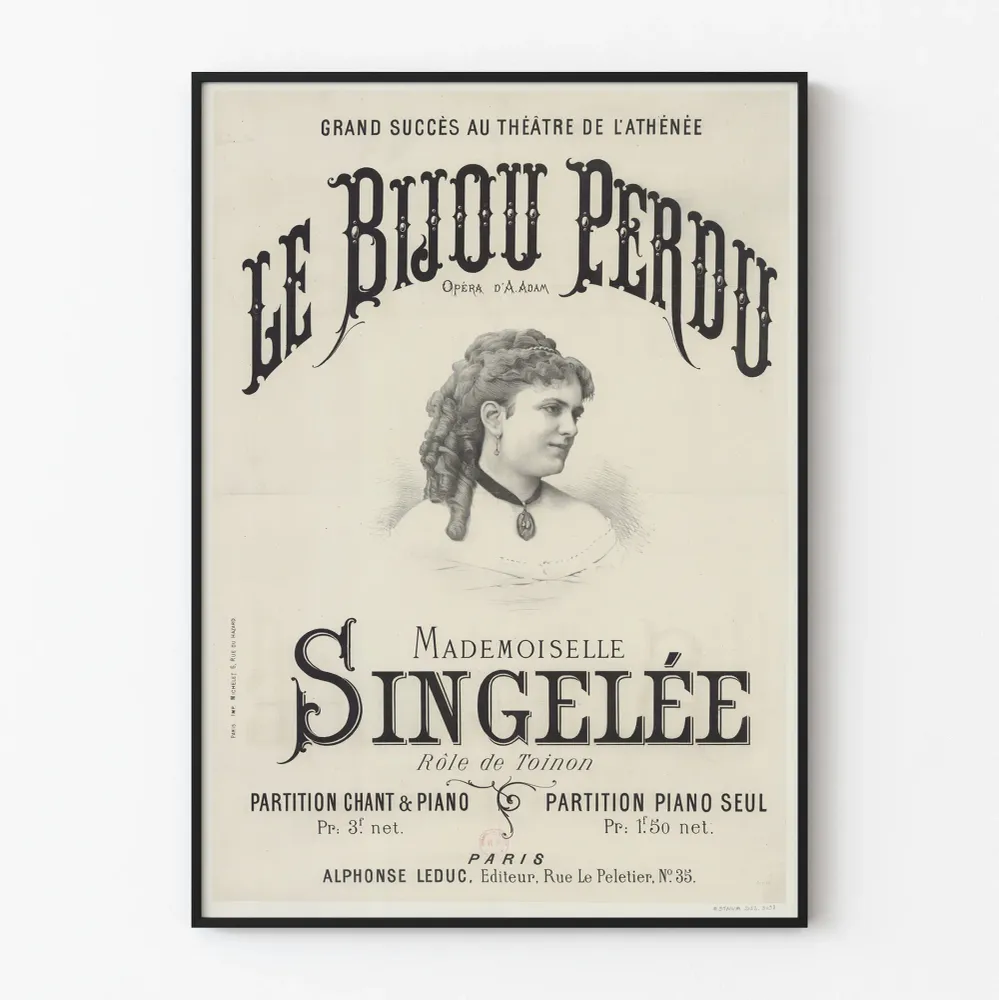 Vintagejuliste Le Bijou Perdu - Ateenan ooppera . Adamin kanssa Mademoiselle Singelée