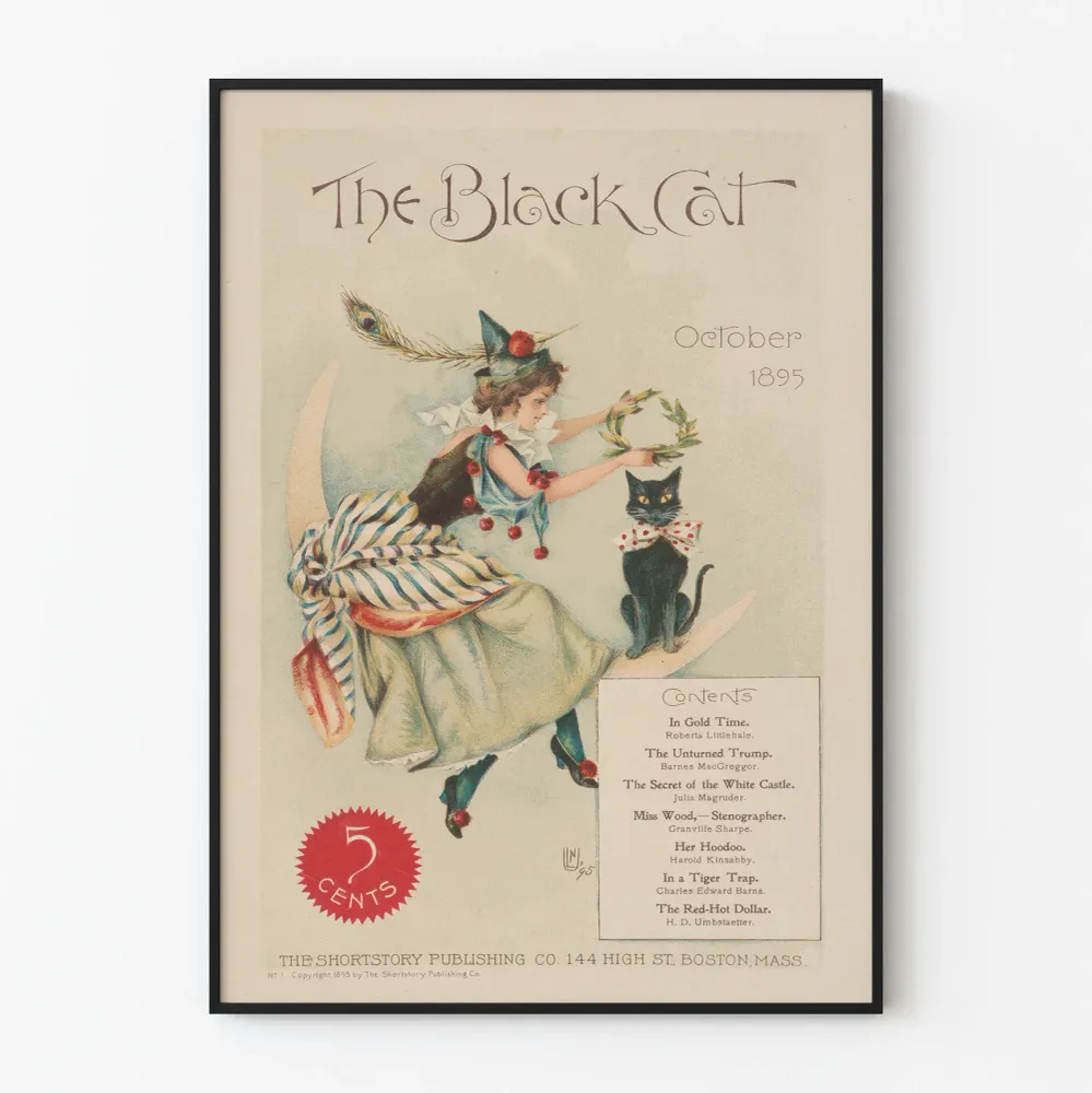 Vintagejuliste Black Cat - piirros lokakuu 1895