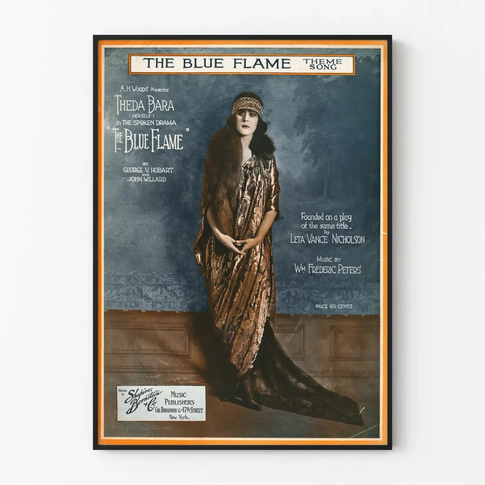 Vintagejuliste Blue Flame - Retroseinustakaluste