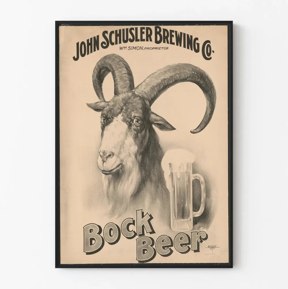 Vintagejuliste Bock Beer John Schusler Brewing Co