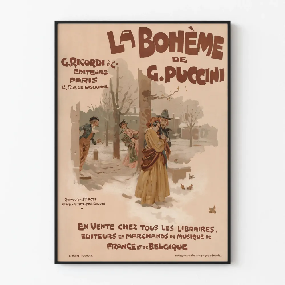 Vintagejuliste La Bohème G. Puccini seinäkoristukseen