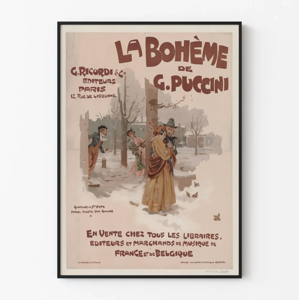 Vintagejuliste La Bohème G. Puccini teoksesta G. Ricordi Paris
