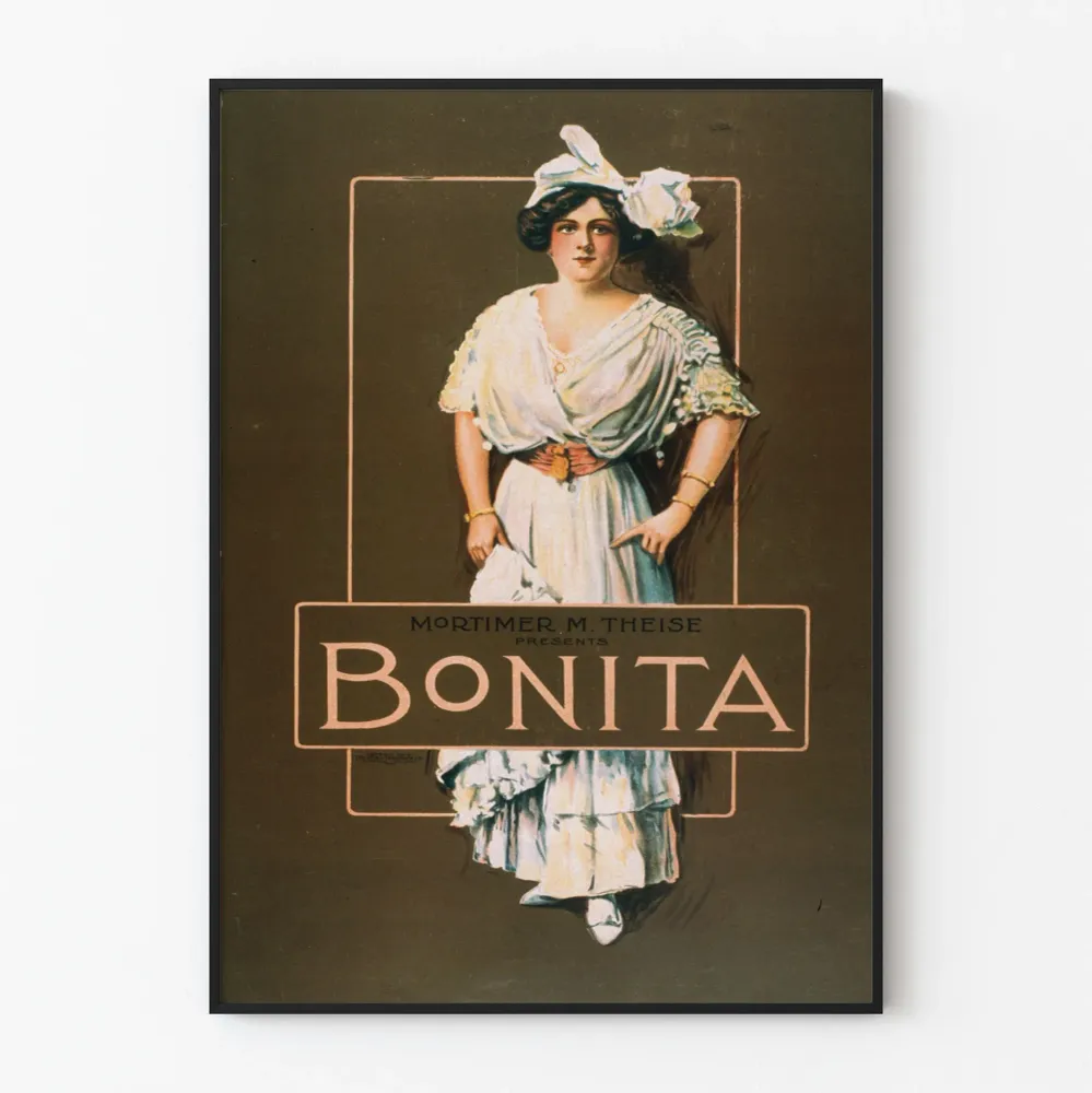 Vintagejuliste Bonita Mortimer M. Theise seinäkoristeluun
