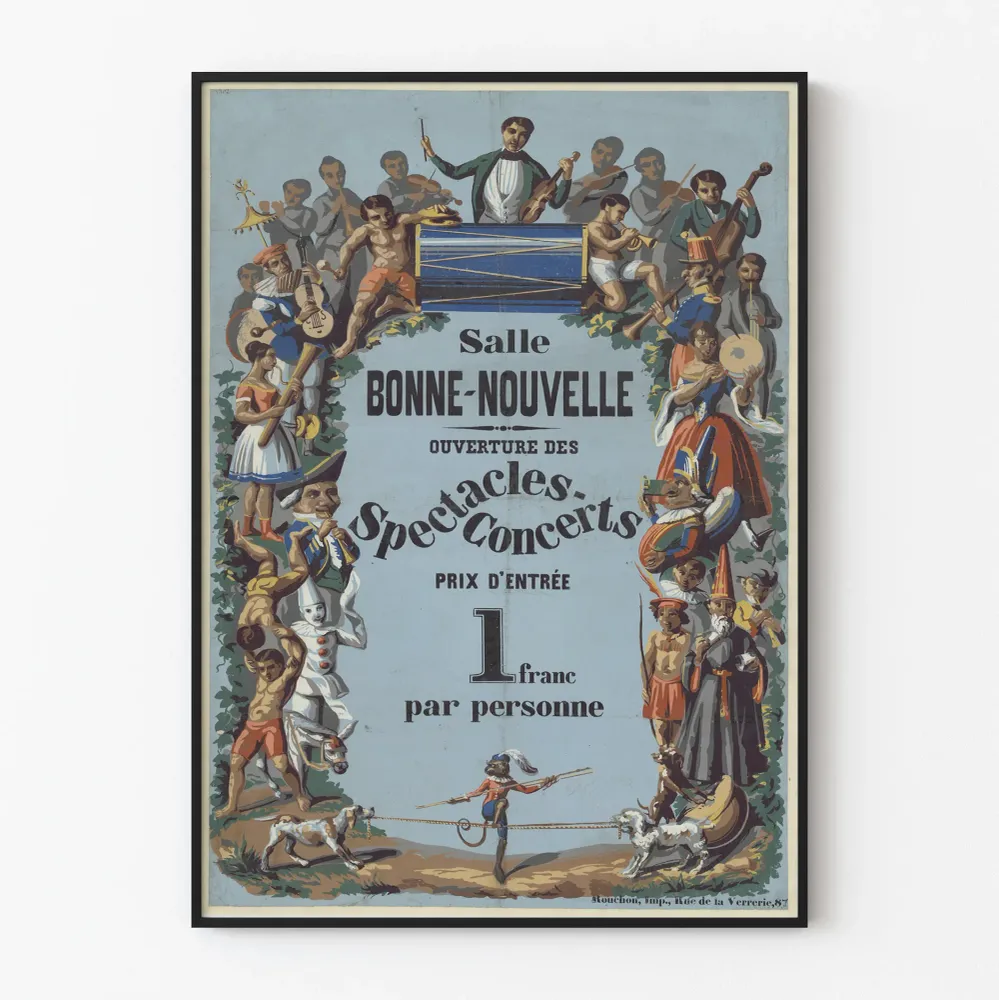 Vintagejuliste Bonne-Nouvelle-sali - Näytökset ja konsertit