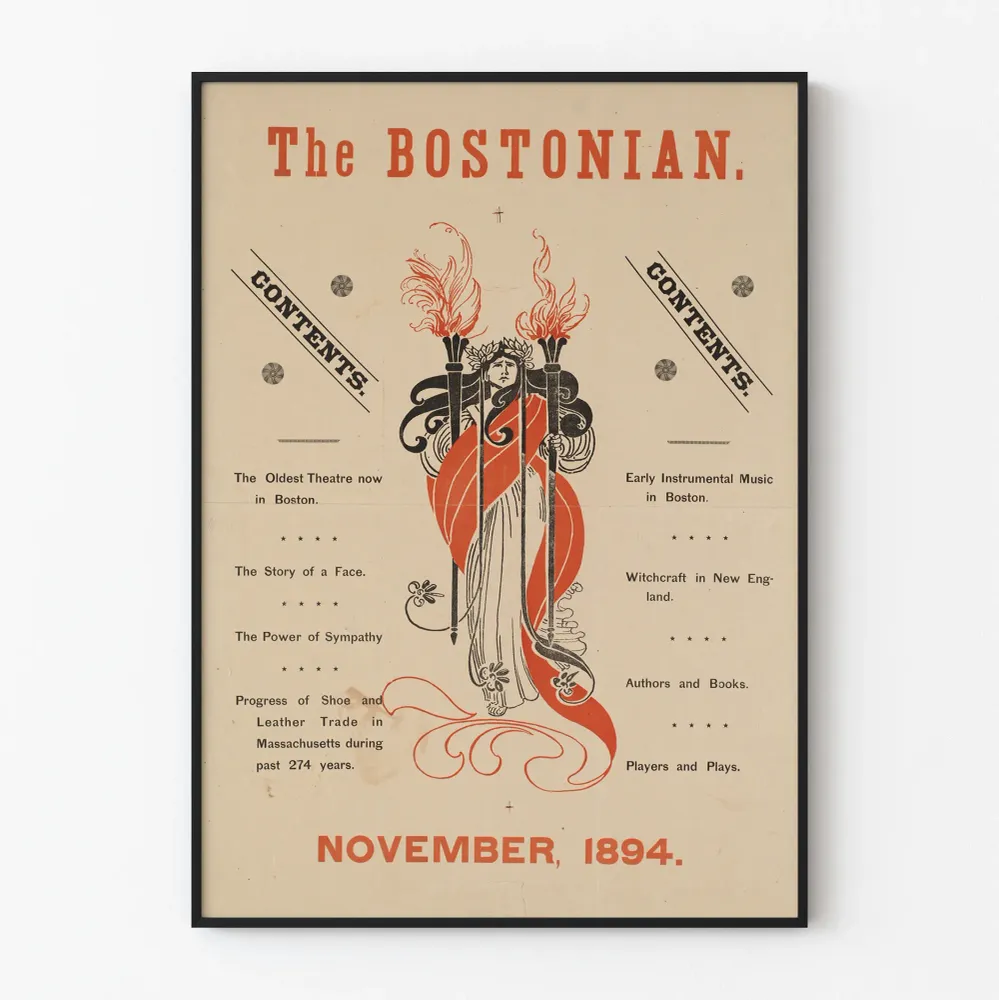 Vintagejuliste Bostonian marraskuu 1894 seinäkoristelu retro