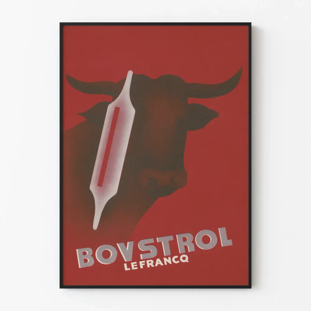 Vintagejuliste BOVSTROL Lefrancq - Sisustustuloste punainen retrotyylisellä estetiikalla