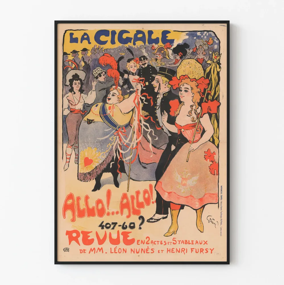 Vintagejuliste La Cigale Allo!..Allo! Teatterinäytelmäkatsaus