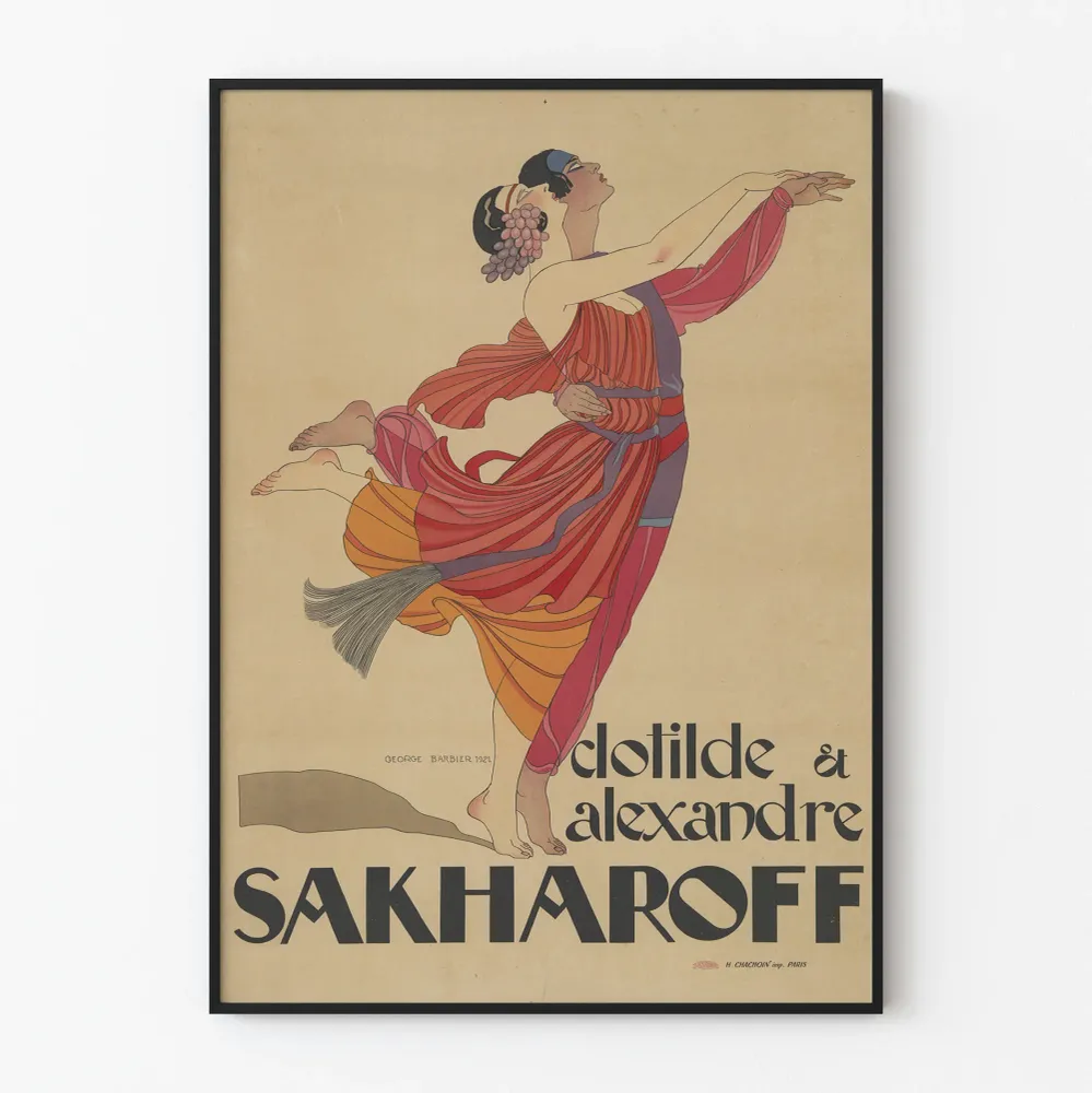 Vintagejuliste Clothilde ja Alexandre Sakharoff George Barbierilta