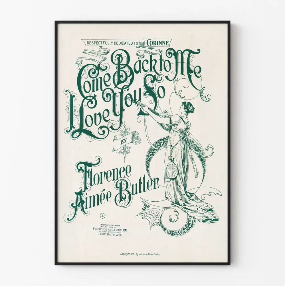 Vintagejuliste Come Back to Me I Love You So teiltä Florence Aimée Butler