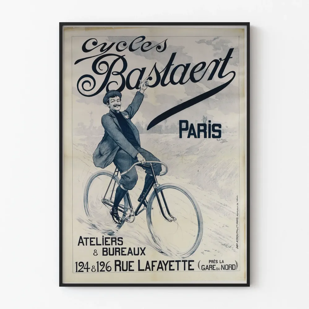 Vintagejuliste Cycles Bastaent Paris - Retroseinäkoristelu