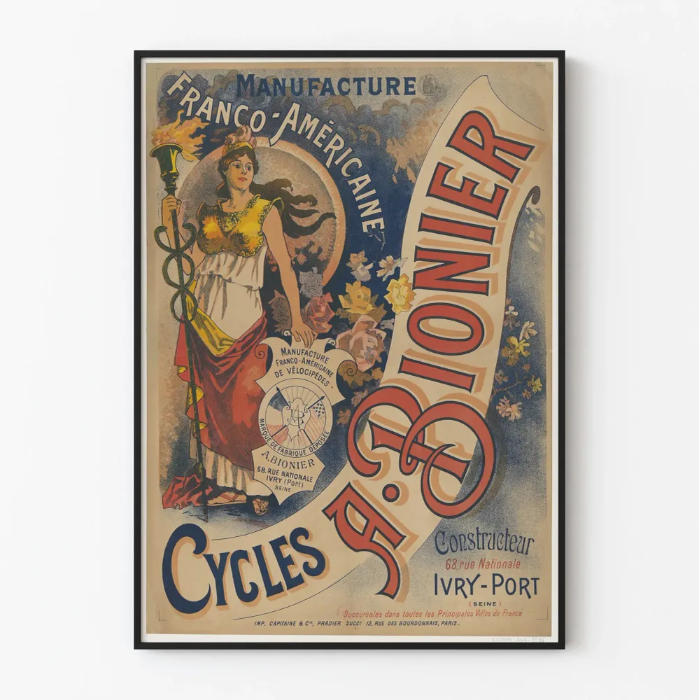 Vintagejuliste Cycles . Bionier - Franco-amerikkalainen valmistus
