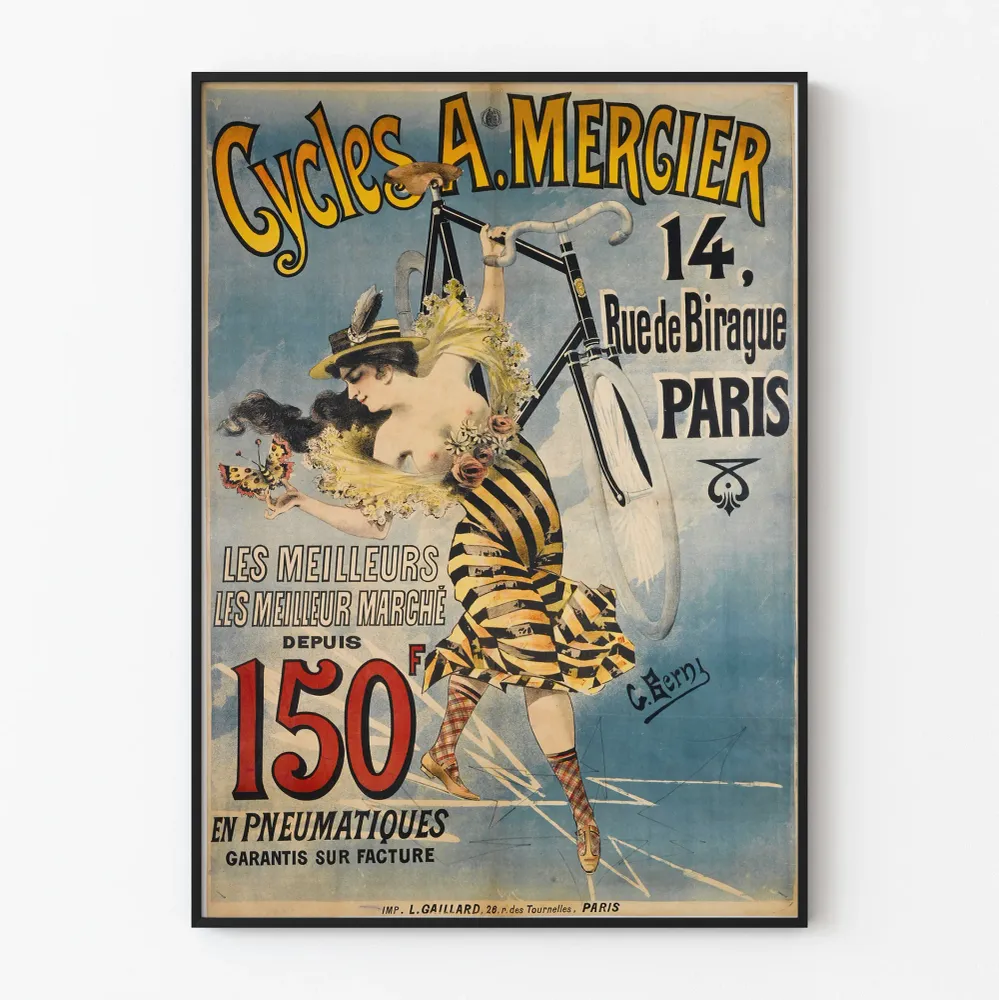 Vintagejuliste Cycles . Mercier Paris - Retro seinäkoristelu