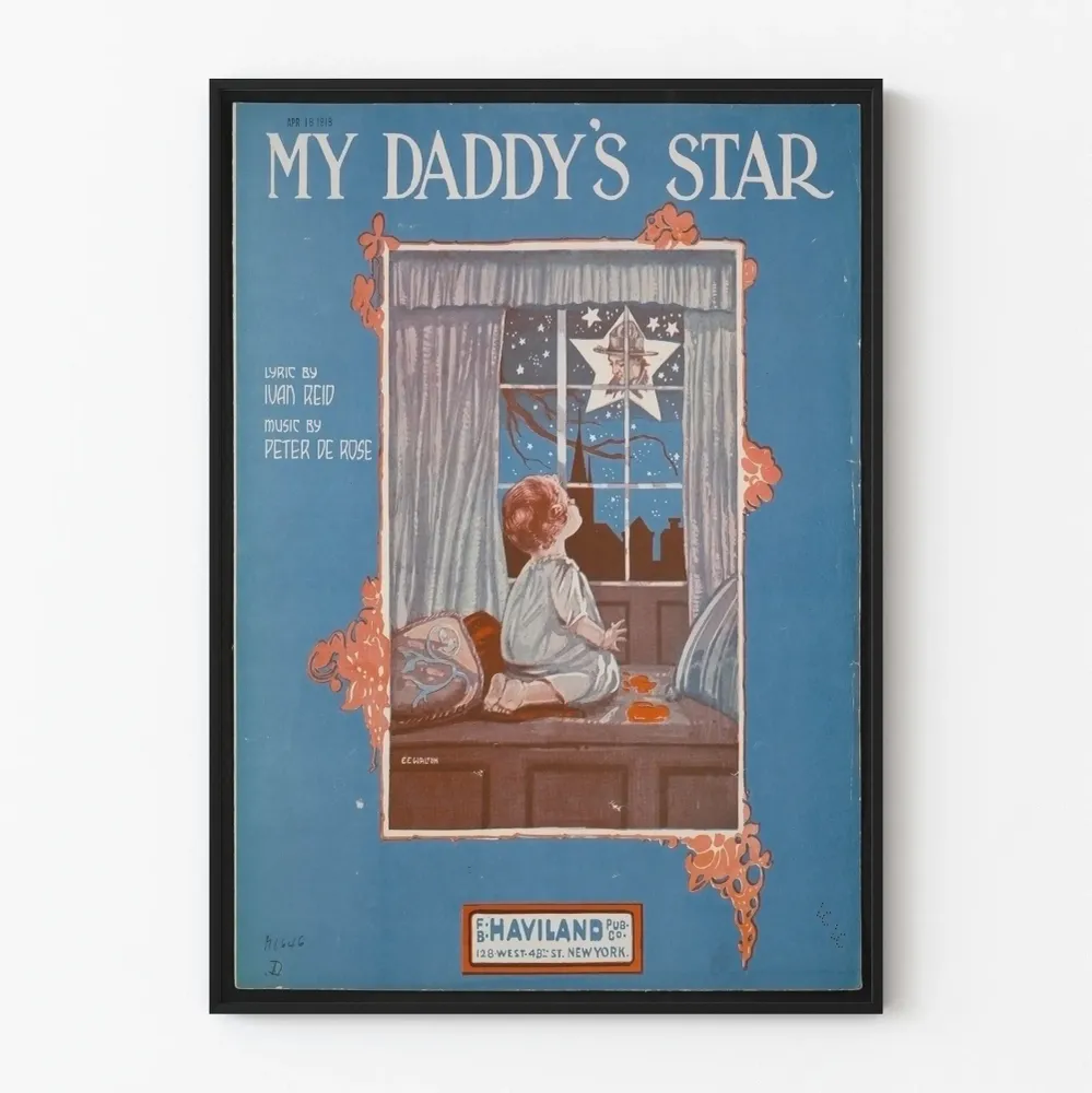 Vintagejuliste My Daddy's Star - Nostalginen seinäkoriste Sininen Lapsi
