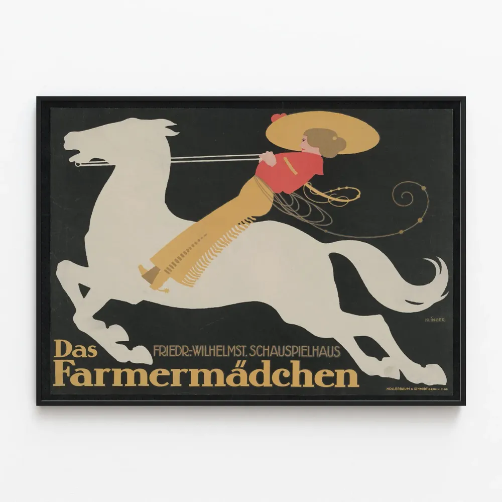 Vintagejuliste Das Farmermädchen - Taiteellinen ratsastustyylinen seinäkoristelu