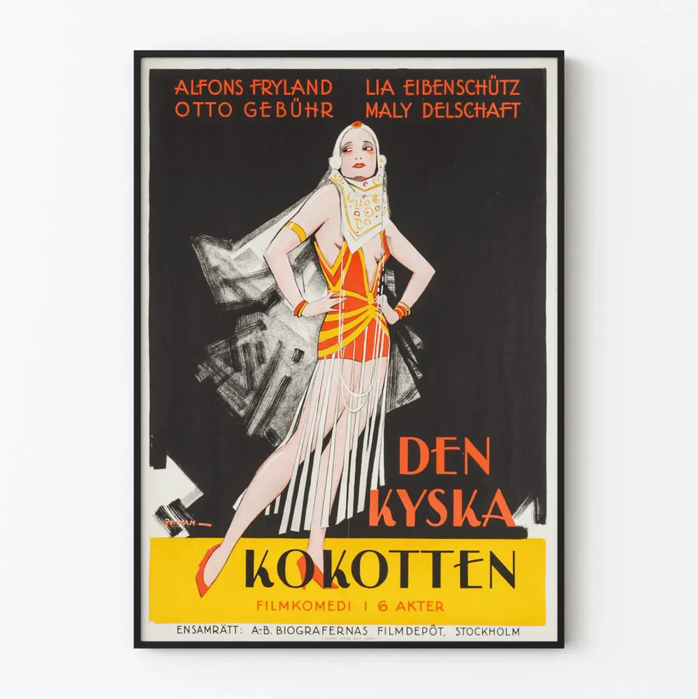 Vintagejuliste Den Kyska Kokotten - Retroseinustamateriaali