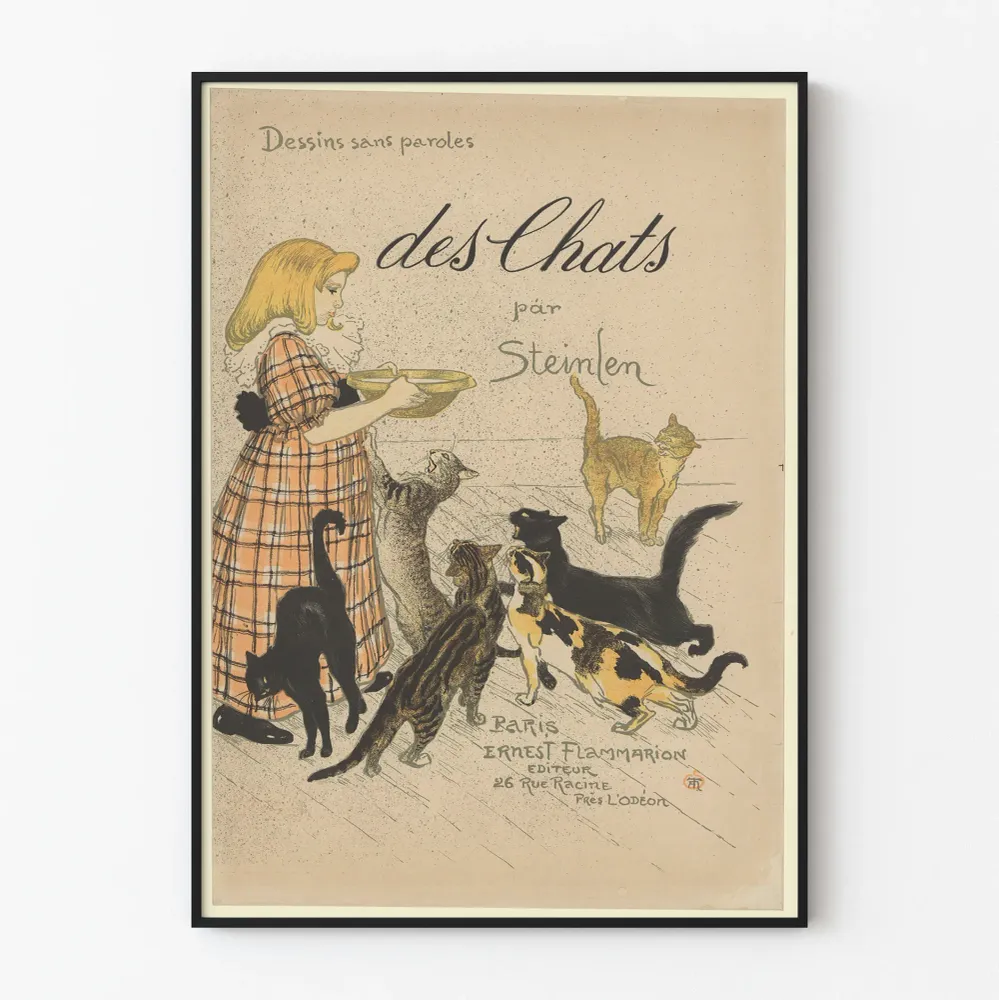 Vintagejuliste 'Des Chats' Steinlenilta seinäkoristeeksi