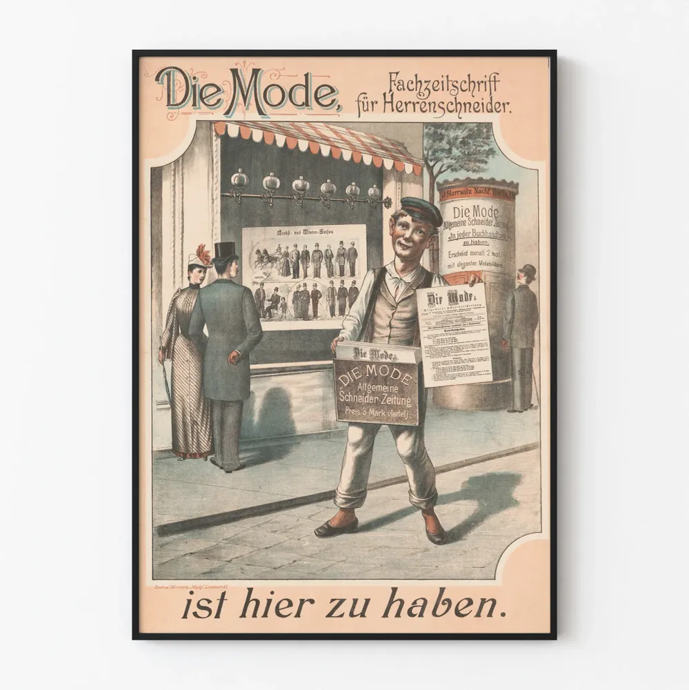 Vintagejuliste Die Mode - Miesten pukuvaatteiden muotilehti