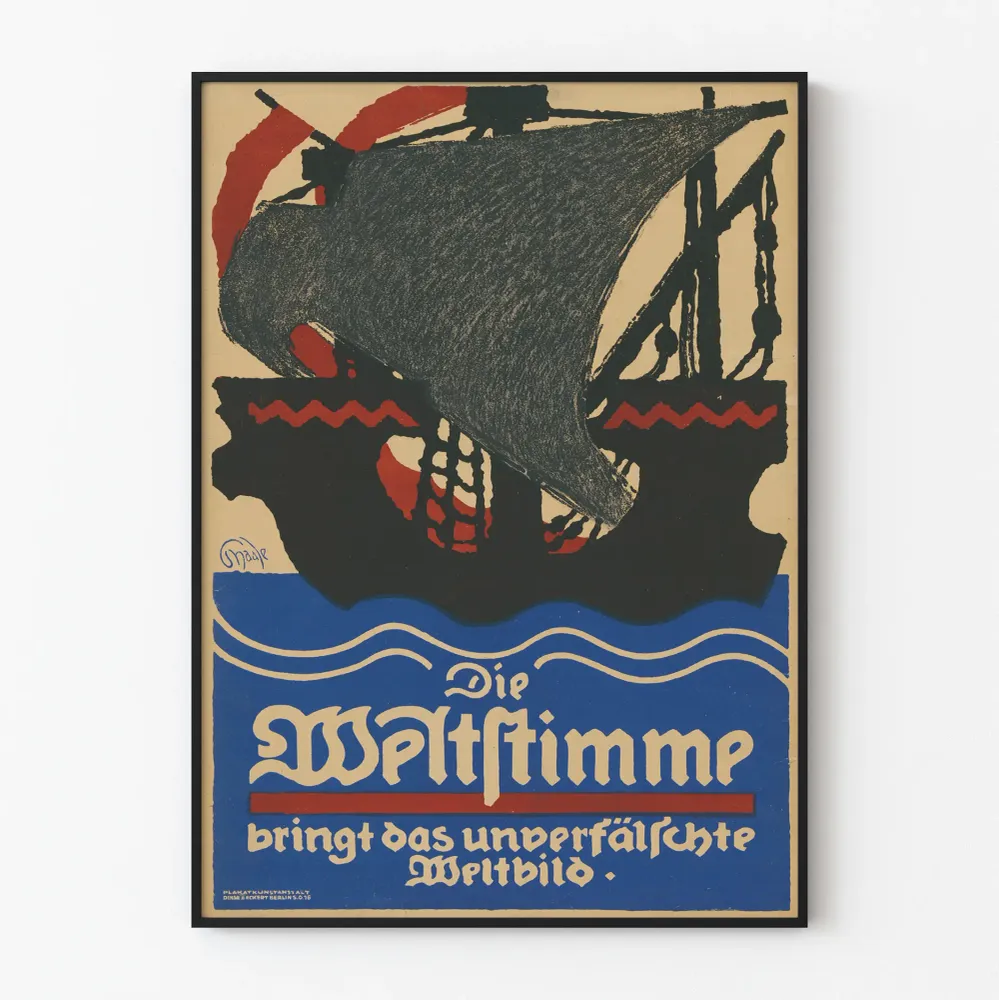 Vintagejuliste Die Weltstimme - Vanha laivan seinäkoristelu