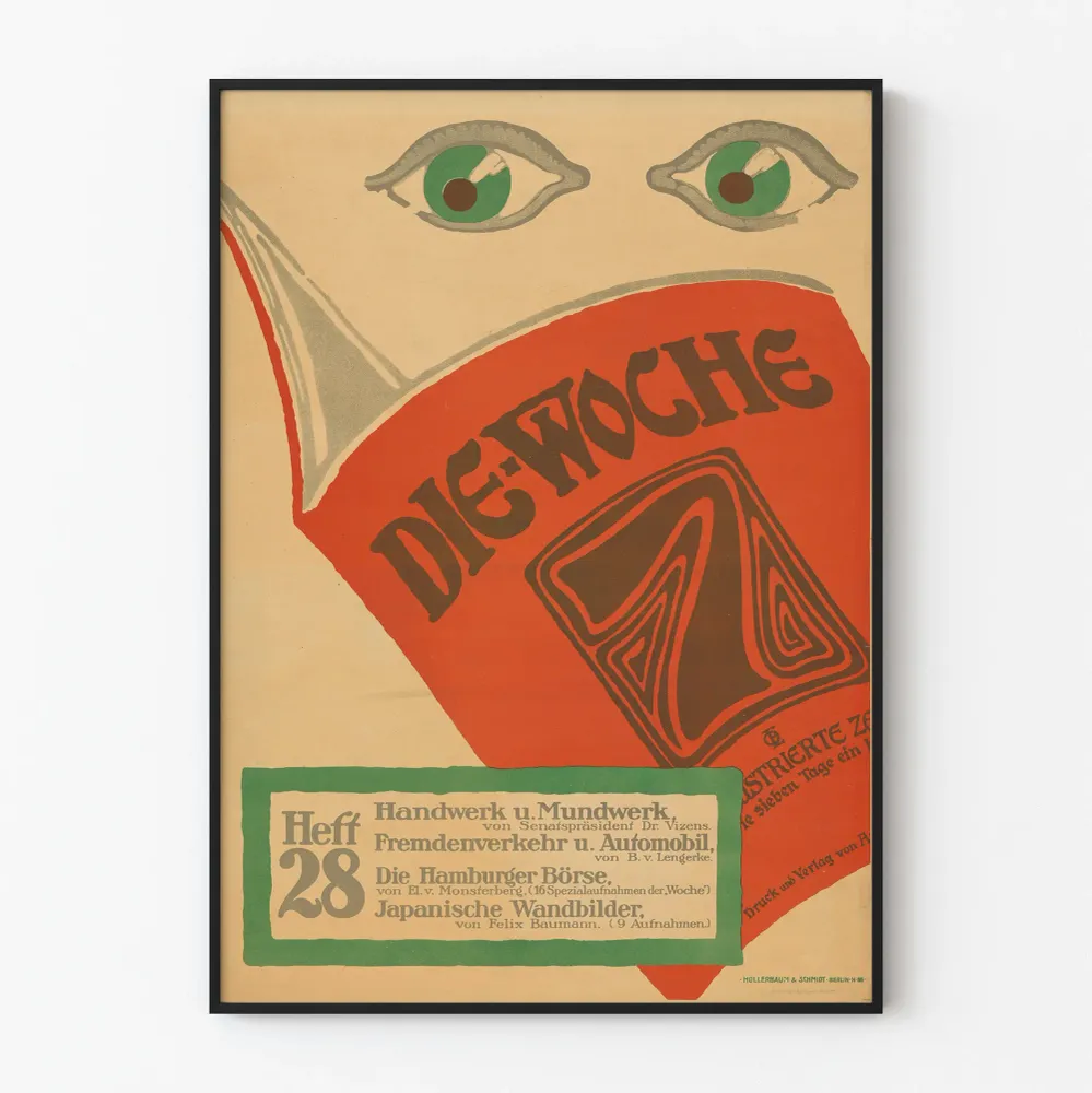 Vintagejuliste Die Woche -lehti 28 seinäkoristeeksi