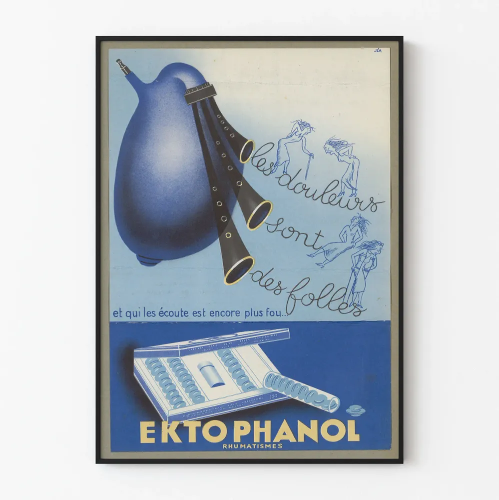 Vintagejuliste Ektophanol - Retroseinän koriste terveyteen ja reumasairauksiin