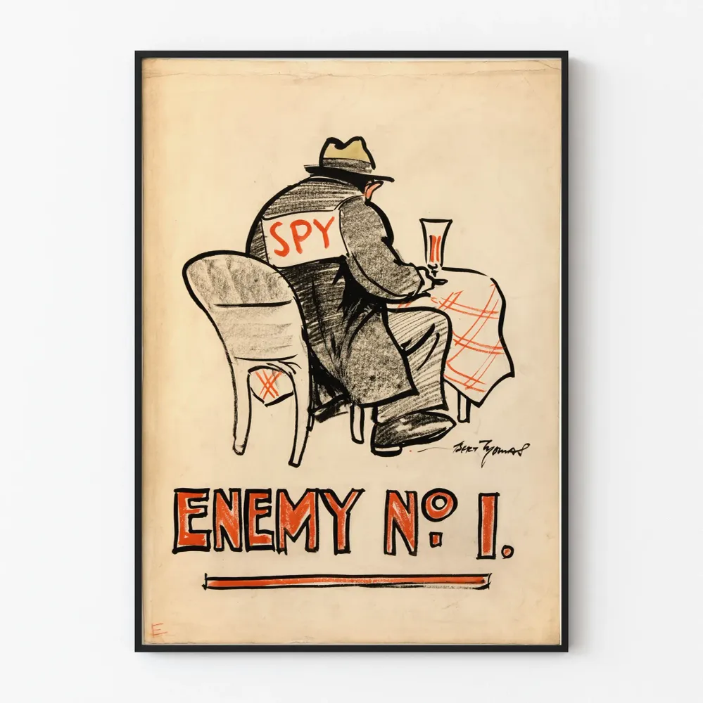 Vintagejuliste Enemy No 1 - Väliseinän koristelu vakoilu