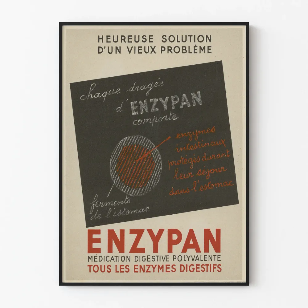 Vintagejuliste ENZYPAN - Retro seinäkoriste terveyteen ja hyvinvointiin
