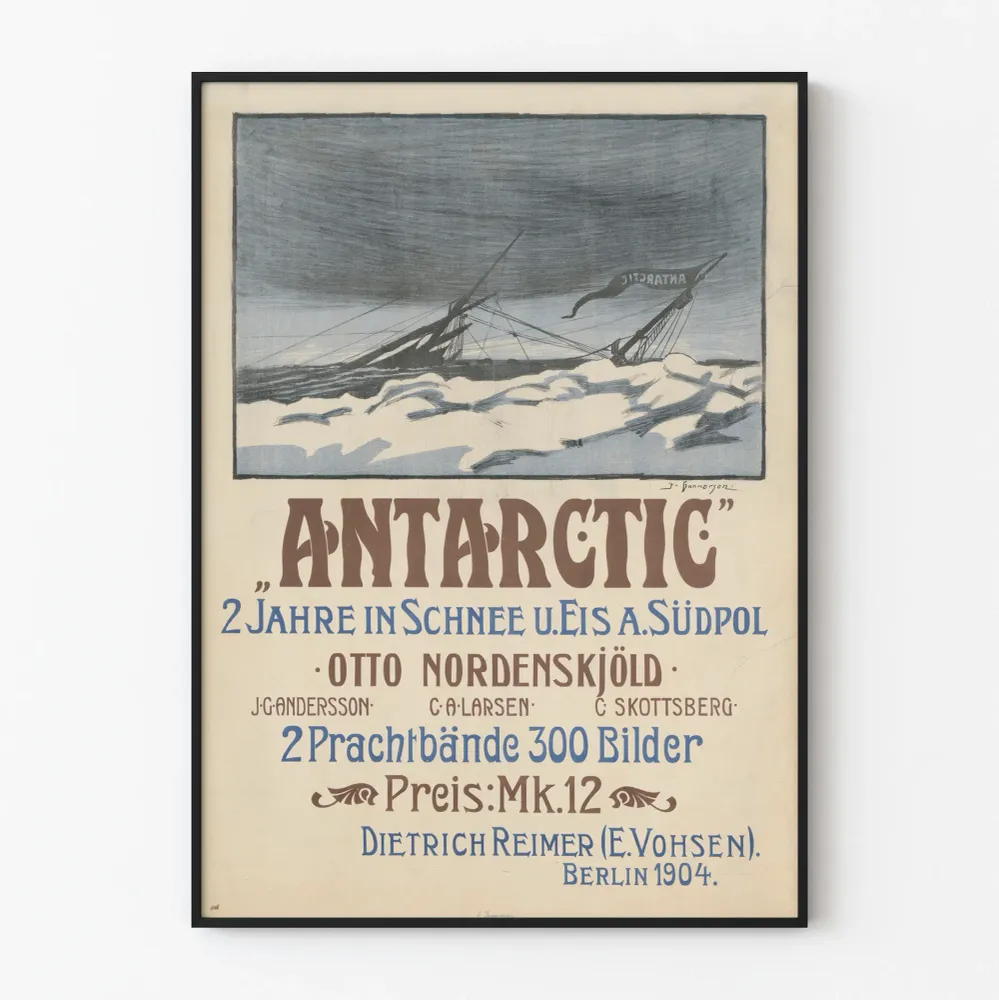 Vintagejuliste Etelänavun retkestä Otto Nordenskjöld 1904