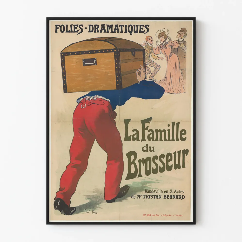 Vintagejuliste La Famille du Brosseur - Teatterin seinäkoristelu retro