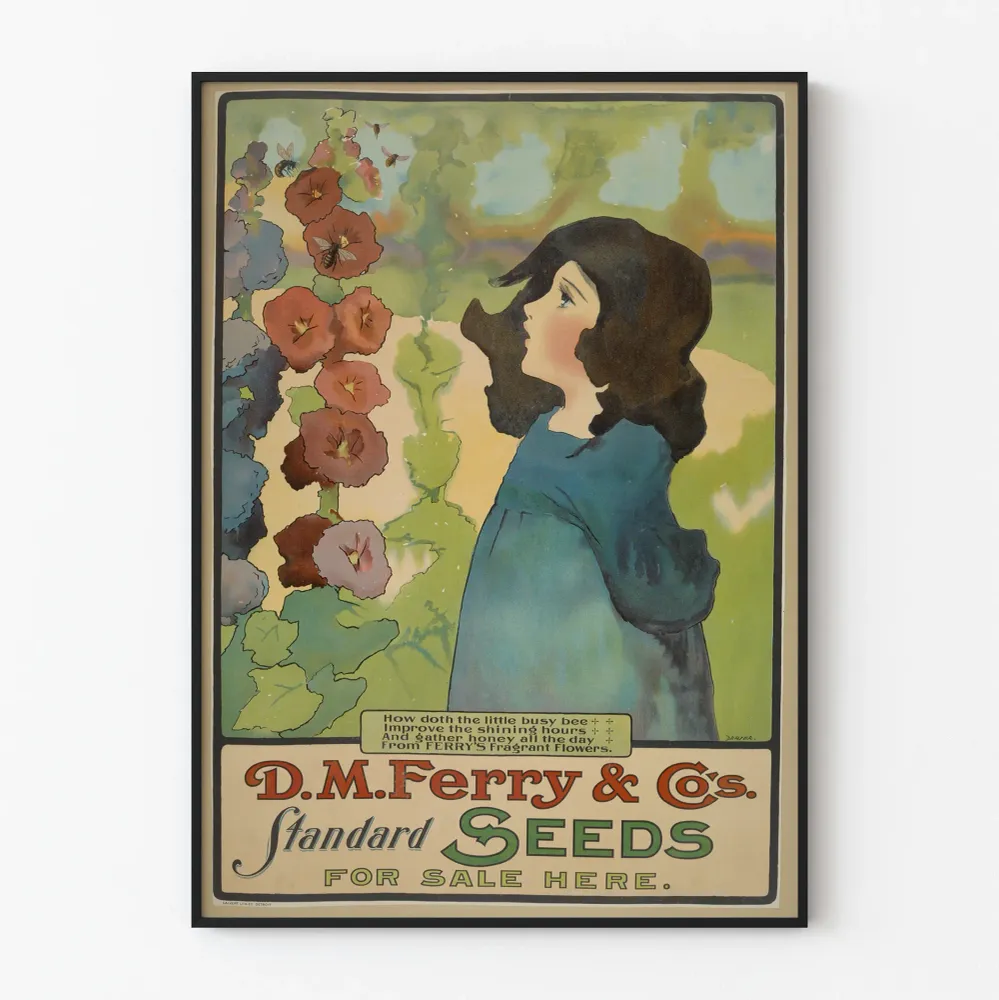 Vintagejuliste D.M. Ferry & Co. Standard Seeds seinäkoriste
