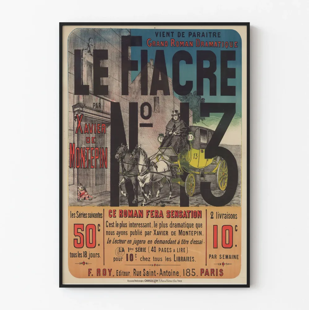 Vintagejuliste Le Fiacre N°13 Xavier de Montepin