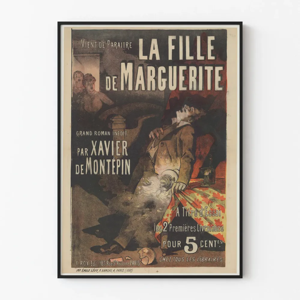 Vintagejuliste La Fille de Marguerite - Retroseinustarakenne