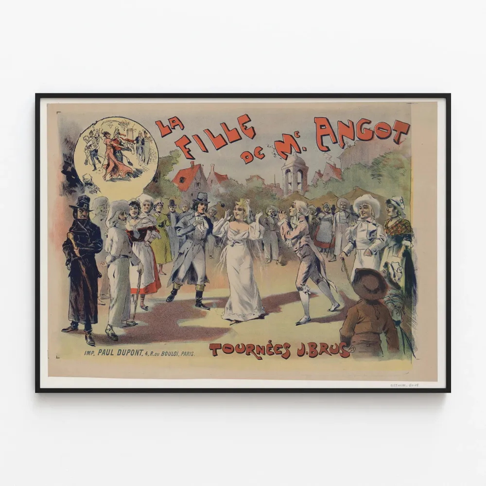 Vintagejuliste La Fille de Mme Angot - Teatterin seinäkoristelu vanha