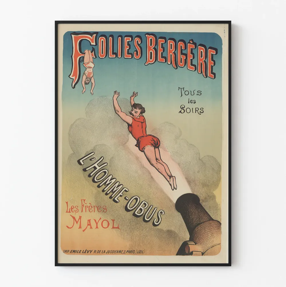 Vintagejuliste Folies Bergère L'Homme-Obus Les Frères Mayol