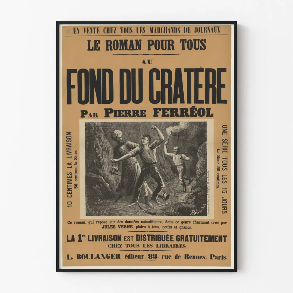 Vintagejuliste Au Fond du Cratère teoksesta Pierre Ferréol