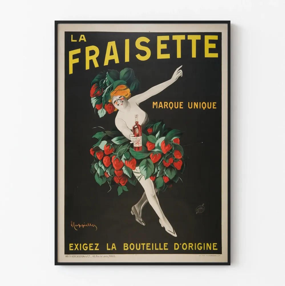Vintagejuliste La Fraisette hedelmäinen seinäkoristelu