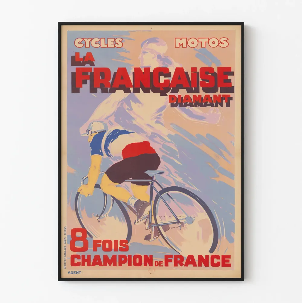 Vintagejuliste La Française Diamant Champion de France 8 fois - Urheilullinen seinäkoriste