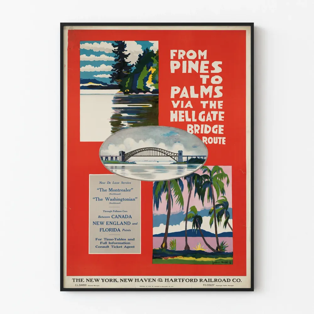 Vintagejuliste 'From Pines to Palms' -reitti Hell Gate -sillan