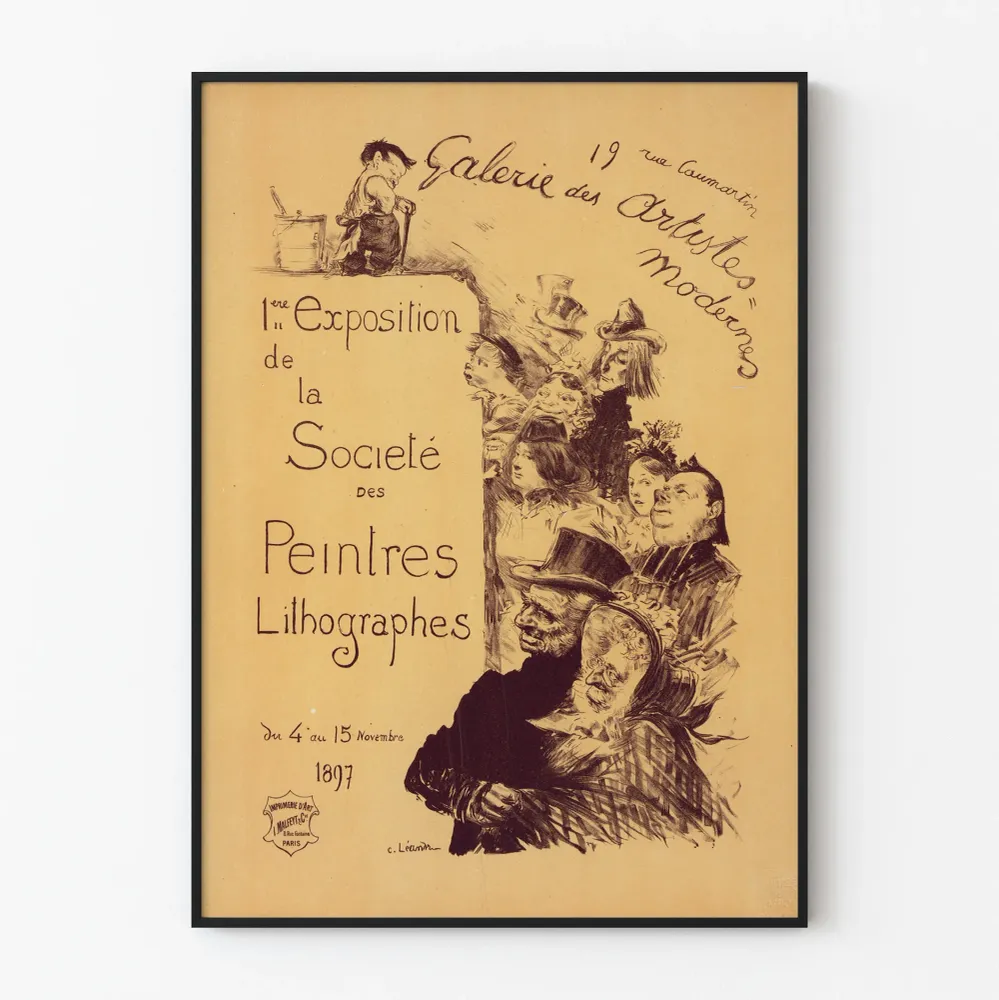 Vintagejuliste Galerie des Artistes Modernes 1897 - Näyttely Société des Peintres Lithographes